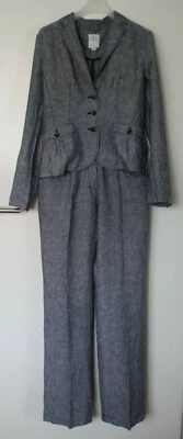 Traje de mujer s.Oliver blazer pantalones pantalón azul jaspeado lino 38 M usado una vez Foto 1 de 4