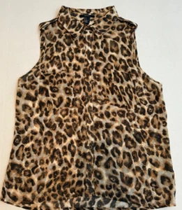 Womens FOREVER 21 Leopard Print Button Down Sleeveless Shirt Size Small - Picture 1 of 6