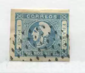 Argentina 1859 1 peso milky blue used - Bild 1 von 1