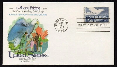 USA, SCOTT # 1721, FLEETWOOD FDC COVER - PEACE BRIDGE WITH CANADA, BIRD 1977 - Image 1 of 2