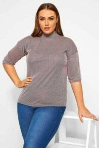 Women's PLUS SIZE 26 top BLUSH PINK limited collection NEW striped blouse ribbed - Picture 1 of 4