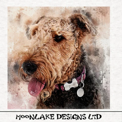 MOONLAKE FABRICS Hund - Airedale Terrier Stoff Basteln Paneele in 100% Baumwolle oder Polyester