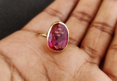 Pink Tourmaline Quartz Ring 925 Sterling Silver Fine Ring Boho Ring Gift For Her - Image 1 of 4