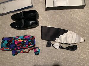 Tuxedo Cumberbun Bow Tie Patent Leather Shoes Set 8.5