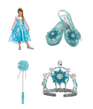 FROZEN ELSA CHILD COSTUME + WAND + SHOES + TIARA DELUXE DISNEY DISGUISE 3T-4T 