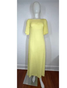 VTG 60s Yellow Chiffon Overlay  Gown Waterfall Back Fit SZ ZS ( Many Small Holes - Picture 1 of 18