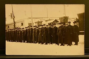 WWI Real Photo Postcard RPPC ~ Czechoslovakia Squadron of Officers Stand In Snow - Picture 1 of 2