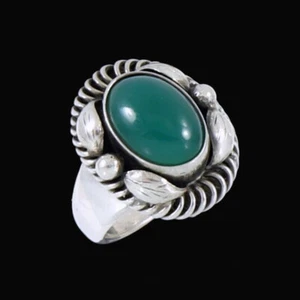 Leif Ulrich Daurup - Copenhagen. Sterling Silver Ring with Green Agate. - Picture 1 of 3