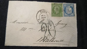 FRANKREICH 1871 Underpaid Cover + Front to Germany - Bild 1 von 2