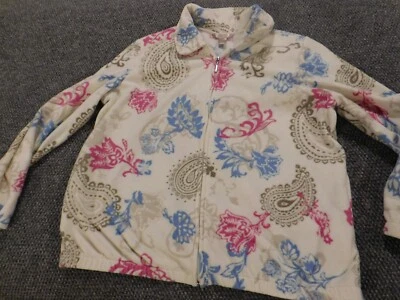 Chaqueta Mujer Ciervo Blanco Grande Beige Relleno Cremallera Floral Foto 1 de 4