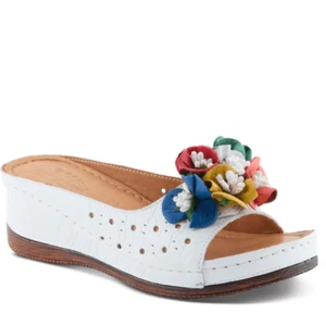 Spring Step White and Blue Sandals Flowerchild Comfortable size 38/8 - Picture 1 of 10