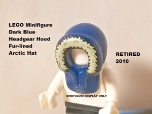 LEGO Minifigure Dark Blue Fur Hat Arctic Hood Cap Explorer Scientist Hoodie - Picture 1 of 1