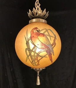 Antique Vtg Art Deco PARROT Globe Shade Hanging Hall Light Fixture Handel Style - Picture 1 of 24