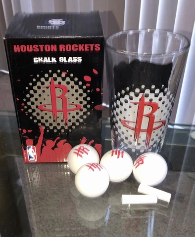 BEER PONG - HOUSTON ROCKETS NBA Sports Crate Chalk Glass, NIB Cover