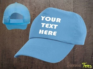 PRINTED BASEBALL CAPS - Personalised with ANY TEXT or LOGO - Adult size - Picture 1 of 19