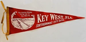 ORIGINAL 1938 NEW OVERSEAS HIGHWAY TO KEY WEST FLA FILZ WIMPEL - Bild 1 von 6
