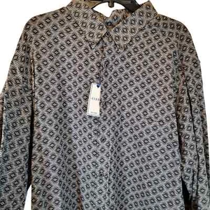Camisa ROWM 3XT Gris Mangas Largas Algodón Alto Polo Con Botones Suroeste Azteca - Imagen 1 de 8