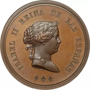 Spain 1860 Medal Queen Isabel II Royal Academy of History Luis Marchionni - Picture 1 of 3