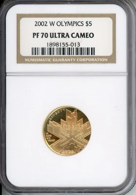 2002-W $5 GOLD COMMEMORATIVE SLC Salt Lake OLYMPICS NGC PR70 PR-70 PROOF PF70 - Image 1 of 2