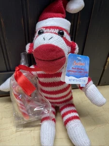 Galerie Christmas Sock Monkey w/ Candy Canes 9" Plush Monkey NWT Toy Dated 2016 - Picture 1 of 9