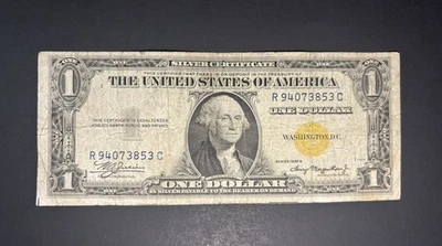 1935A $1 North Africa Silver Certificate – WWII Yellow Seal – Nice Circulated - Image 1 of 3