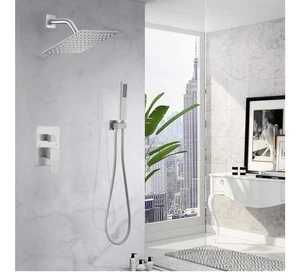 JingGang Rubinetto Doccia a Pioggia Bagno Nichel Spazzolato Set Combo 8 Pollici - Foto 1 di 11