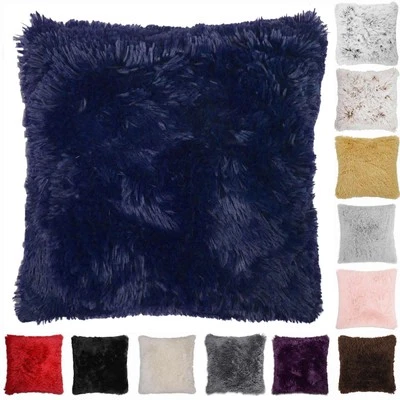 x 4 Cushion Covers Faux Fur Super Soft Cuddly 43x43cm Long Pile - Image 1 of 3