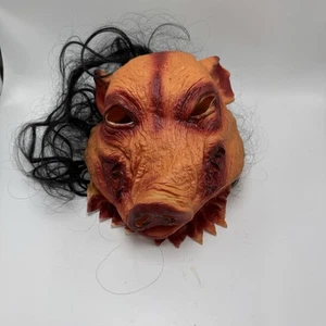 Scary Halloween Pig Mask With Hair Latex Horror Haunted Forest Boar Bloody Gore - Picture 1 of 8
