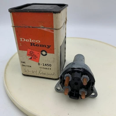Delco Remy NOS D1450 Ignition Switch GM #1116653 1963-1964 Rambler  - Image 1 of 4