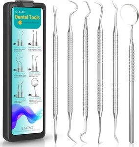 Dental Tools, Dental Pick for Teeth Cleaning, Stainless Steel Hygiene Kit with T - Picture 1 of 12