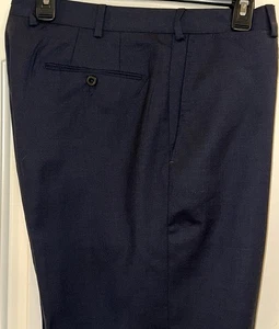 Pantalones de lana Ermenegildo Zegna para hombre azul marino frente plano y puños talla 34 x 26 - Imagen 1 de 5