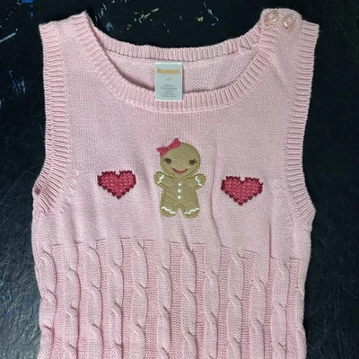 Suéter Vestido Tejido Gymboree Pan de Jengibre Niña Rosa Sin Mangas Navidad 4T Foto 1 de 4
