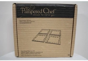 NEW - Pampered Chef Daisy Dessert Plates Set of 4 Glass 2818 Pink White Retired - Picture 1 of 5