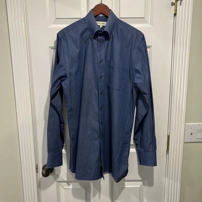 Camisa cambray con botones 100 % algodón azul John W Nordstrom para hombre 15-35 Foto 1 de 4