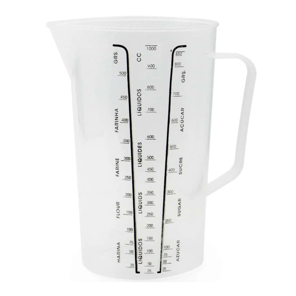 Brocca Cucina Graduata Grammi e Litri Plastica 1 lt H 17 cm - Great Plastic - Immagine 1 di 1