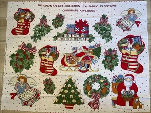 Vtg SUSAN WINGET CHRISTMAS APPLIQUES PANEL Cotton Fabric - Picture 1 of 1