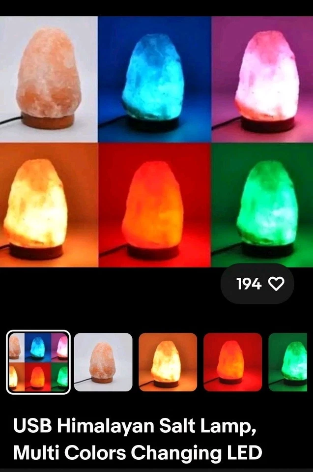 Lámpara de Sal del Himalaya USB, Lámpara Bombilla LED Cambiante Multicolor, Lámpara de Sal (2) Foto 1 de 4