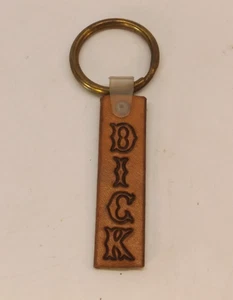 Personalized Leather Keychain, Engraving, Handcrafted "DICK" - Picture 1 of 2