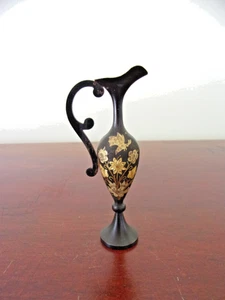 Small Metal Miniature Ewer With Gold Floral Design - Picture 1 of 4