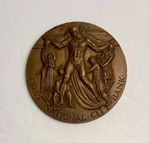1962 USA First National City Bank NewYork 150° bronzo grande medaglia moneta 3" - Foto 1 di 5