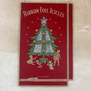 Rare Ribbon Icicles Vintage Metal Goods Corp-St Louis Mo Christmas Tree Tinsel - Bild 1 von 9