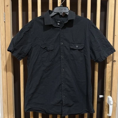 Alfani Shirt Mens Large Black Short Sleeve Button Up Dual Pocket Casual Top - Image 1 of 4