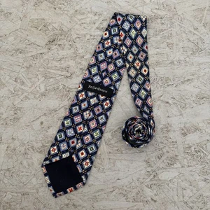 Corbata de seda vintage Yves Saint Laurent YSL azul geométrico multicolor - Imagen 1 de 6