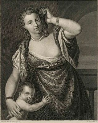 PAYNE (*1812) nach PAOLO VERONESE (*1528), Venus und Amor, um 1850, Sst. - Bild 1 von 4