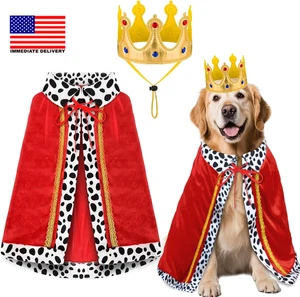 Large Dog Halloween Costumes Dog King Costumes Cape Crown for Medium Dogs Funny - Picture 1 of 7
