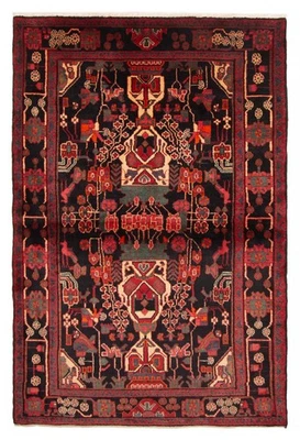 传统复古手工编织东方地毯 4 英尺 6 英寸 x 6 英尺 9 英寸羊毛小地毯 — 第 1/4 张图片