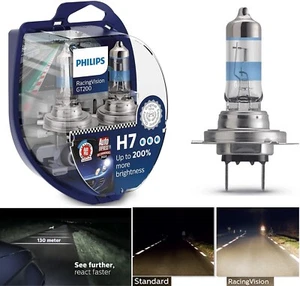 Philips Racing Vision GT200 H7 55W Two Bulbs Head Light Low Beam Replace Stock - Picture 1 of 12