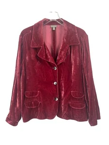 J Jill Pink Velvet Jacket Buttons Sz XL Romantic Quiet Luxury - Picture 1 of 6