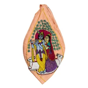 Divine couple RK embroidered Japa Bag Gomukhi Meditation Hare Krishna Chant - Picture 1 of 10