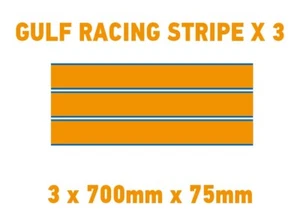 3 x Gulf Racing Stripe 700mm x 75mm For Porsche Le mans universal stickers GU01B - Picture 1 of 1